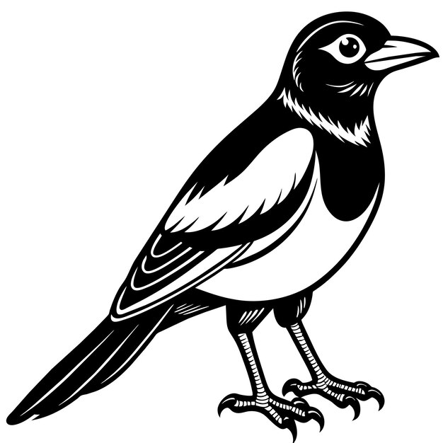 Vector a drawing of a bird with a black and white background