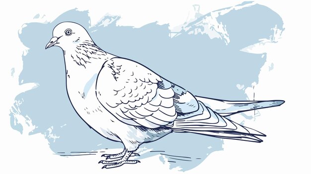 a drawing of a bird with a blue background with a white bird on it