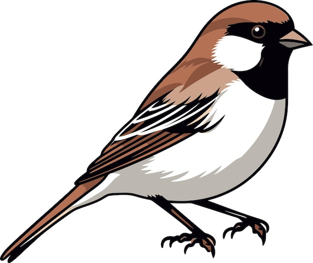 Vector a drawing of a bird with a brown and white face