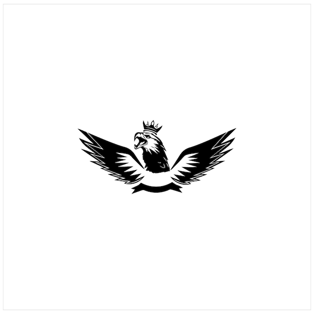 a drawing of a bird with a crown on it logo