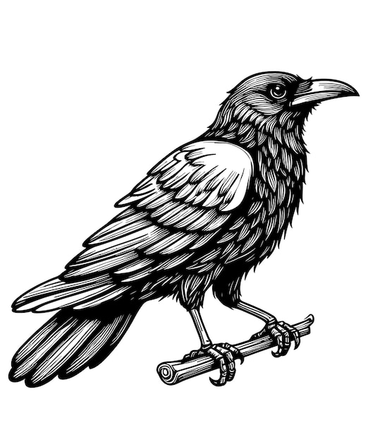 a drawing of a black crow with a white background that says quot crow quot