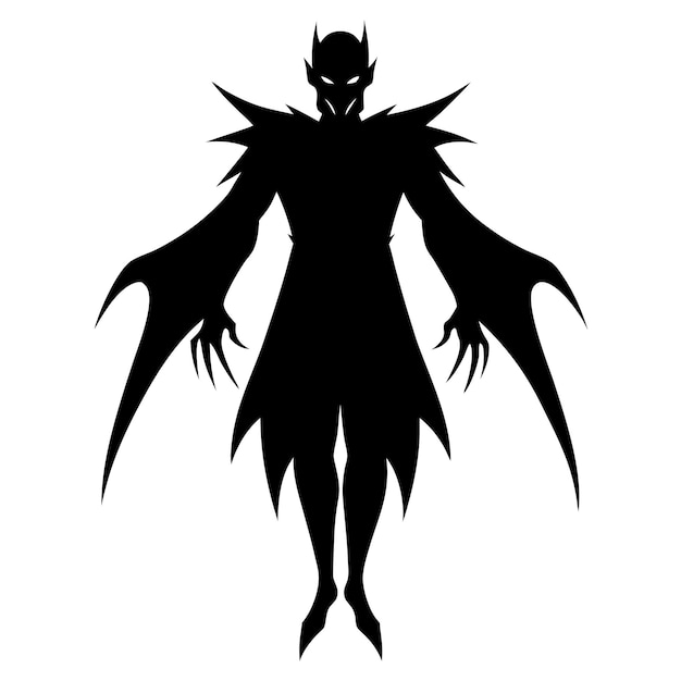 Vector a drawing of a black silhouette of a demon with a black mask on it