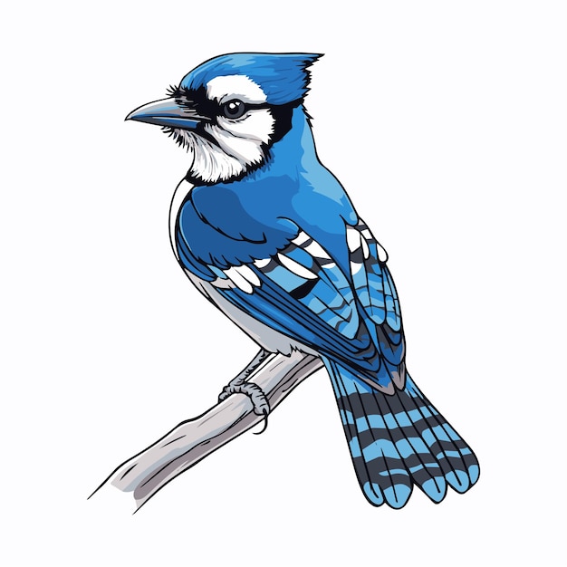 Vector a drawing of a blue bird on a branch