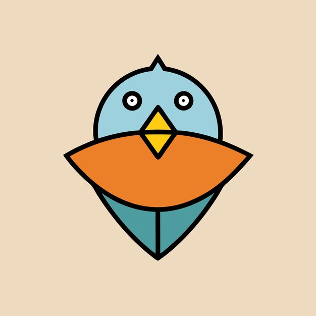 Vector a drawing of a blue bird with orange beak and orange beak