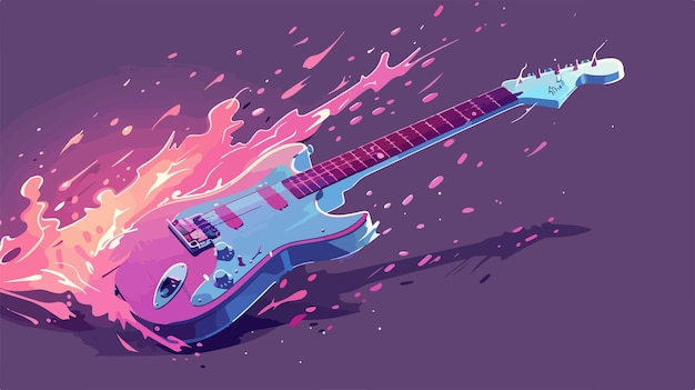 a drawing of a blue guitar that has the words  the name of the guitar