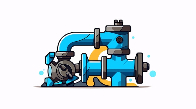 a drawing of a blue pipe with a blue cap