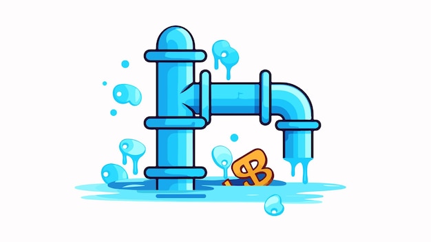 Vector a drawing of a blue pipe with a yellow letter a