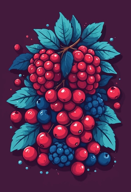 Vector a drawing of a blue and red blackberry by person