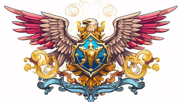 a drawing of a blue shield with a gold eagle on the top