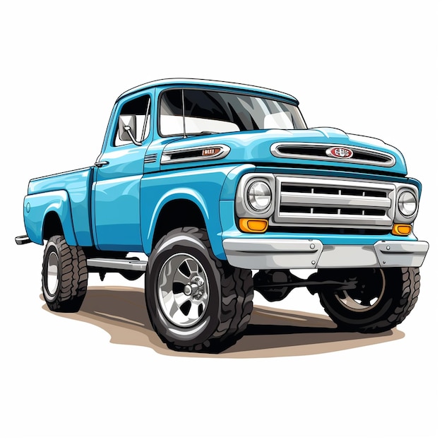 a drawing of a blue truck with the word ford on it