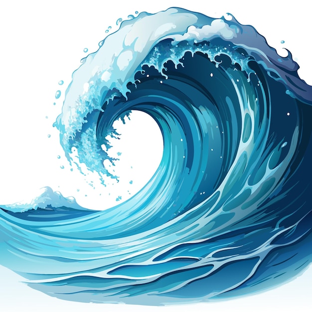 Vector drawing of a blue wave that has the word ocean