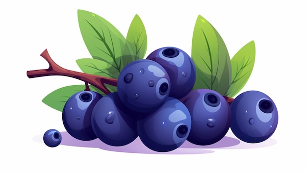 Vector a drawing of blueberries with leaves on them