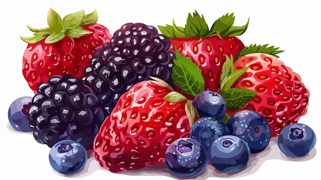 a drawing of a blueberry and raspberry with a blueberry on it