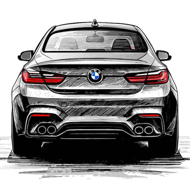 a drawing of a bmw car with the logo for the bmw