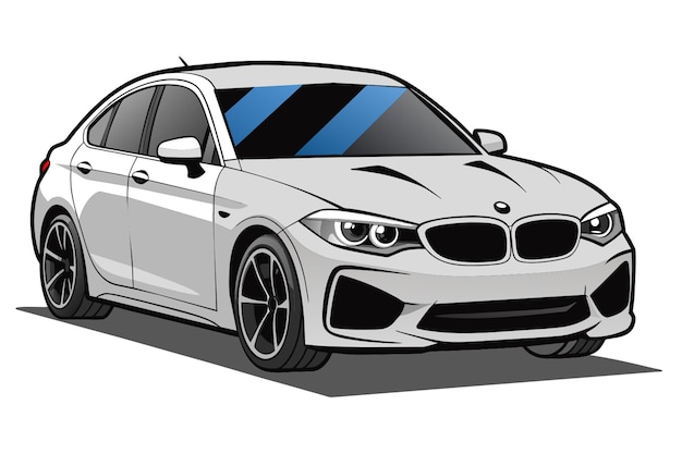 Vector a drawing of a bmw with the license plate on it