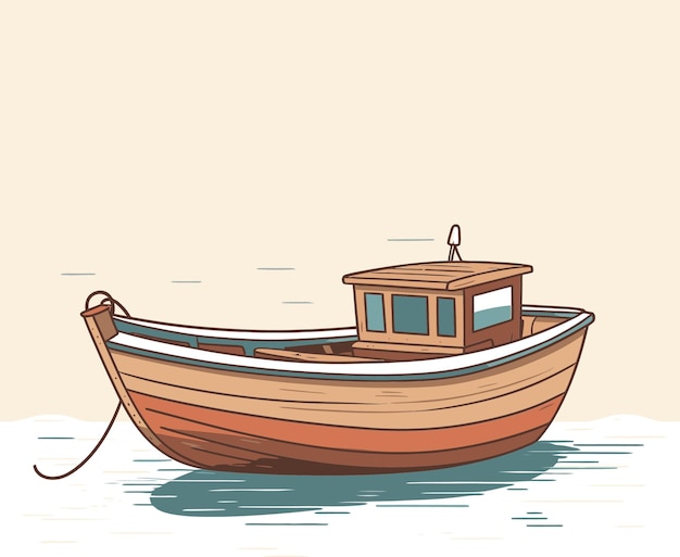 Vector a drawing of a boat with a rope tied to it