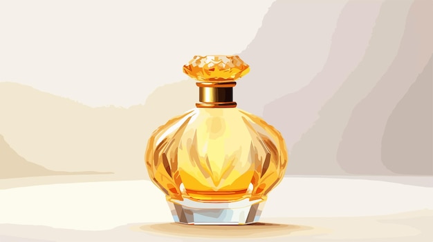 a drawing of a bottle of perfume with a gold top