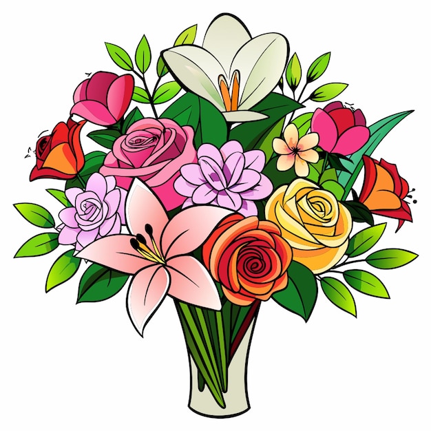 a drawing of a bouquet of flowers from the garden