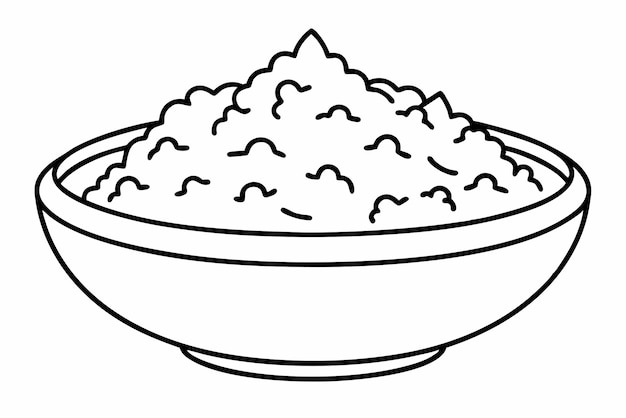 a drawing of a bowl of rice with a black outline of a bowl of rice