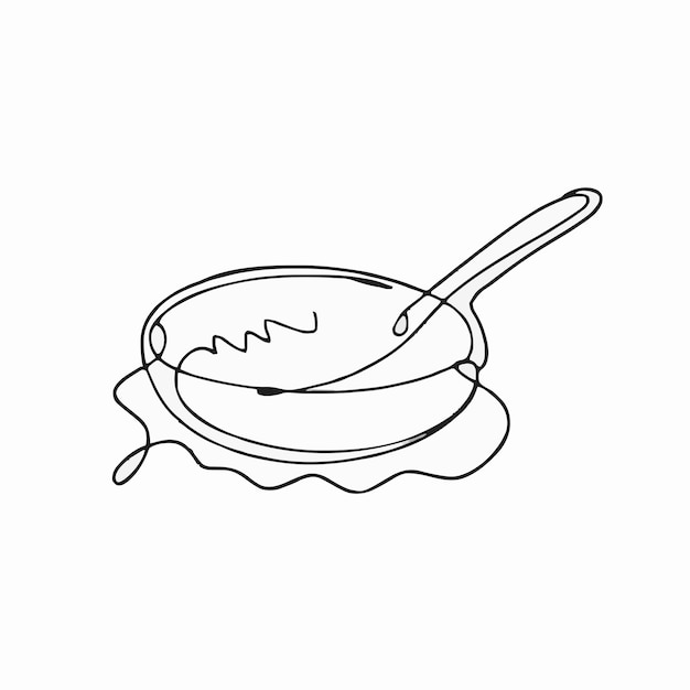 a drawing of a bowl of soup with a spoon in it