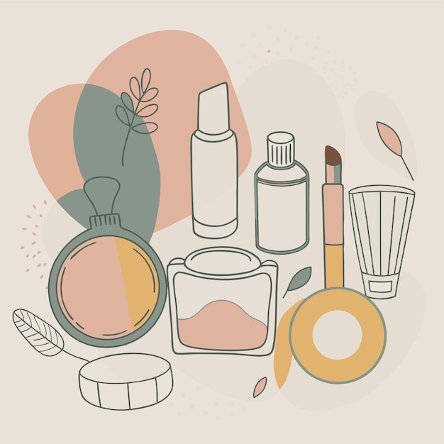 Vector a drawing of a box of cosmetics and makeup