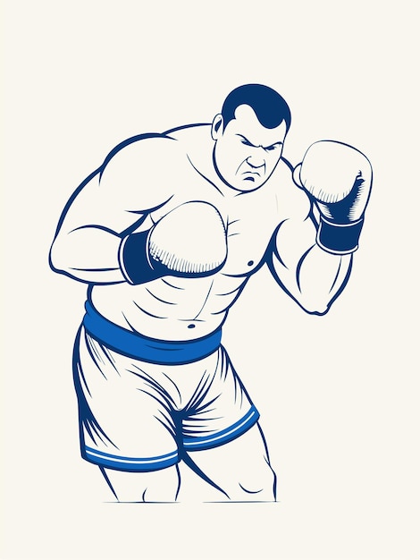 Vector a drawing of a boxer wearing a blue belt with a drawing of a boxer