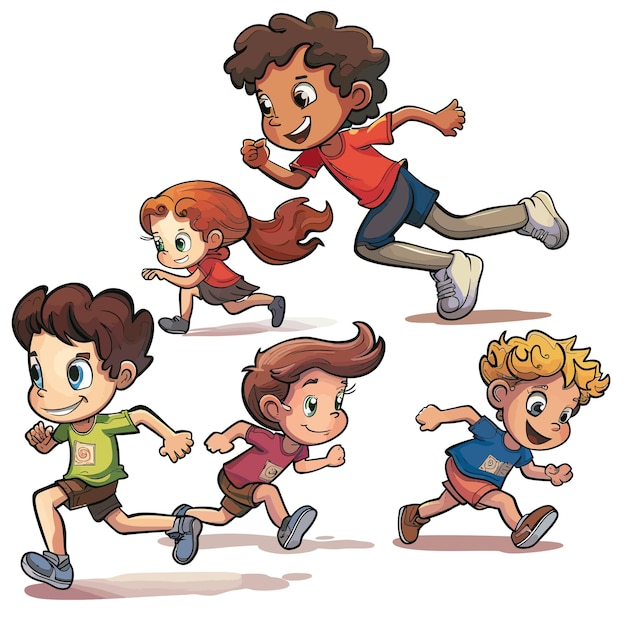 Vector a drawing of a boy and a girl running with the word quot go quot on it