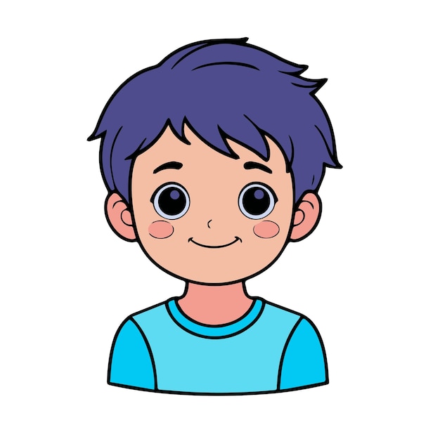 a drawing of a boy line color icon design