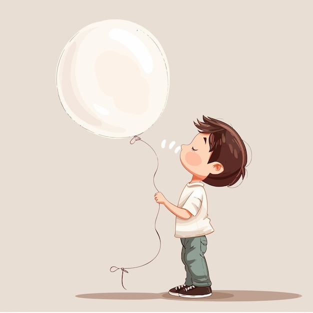 a drawing of a boy with a balloon that says a little boy