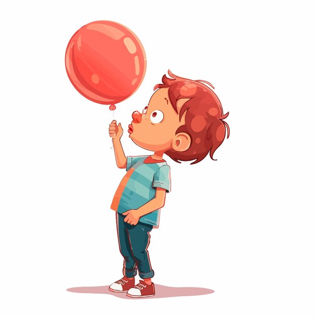 a drawing of a boy with a balloon that says the word on it