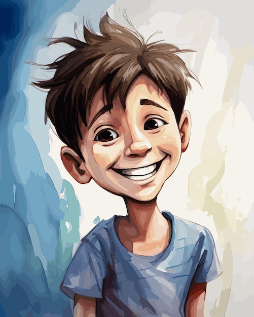 a drawing of a boy with a big smile on his face