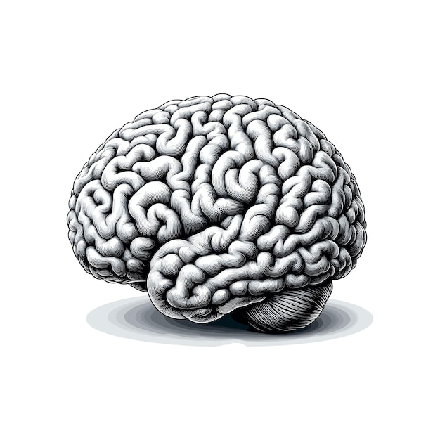 a drawing of a brain human brain with intricate details such as the convoluted folds