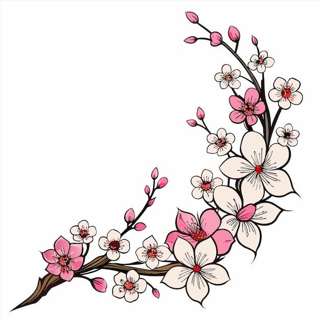 Vector a drawing of a branch with flowers on it