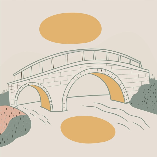 a drawing of a bridge that has a bridge over it