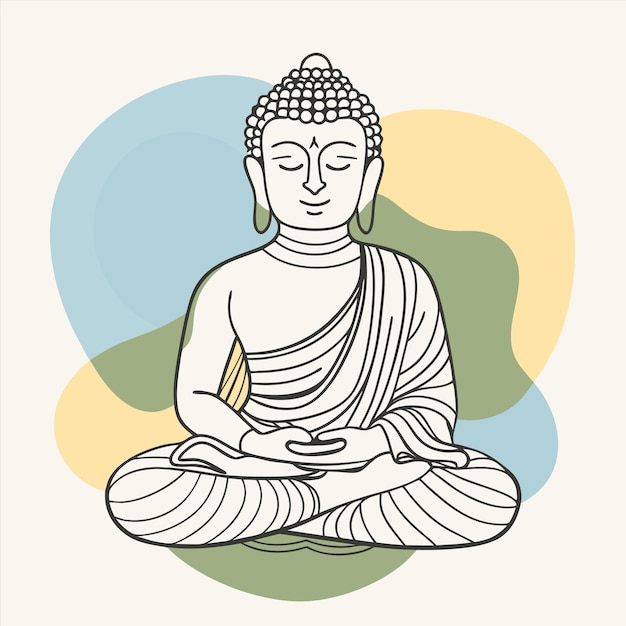 a drawing of a buddha sitting in a circle