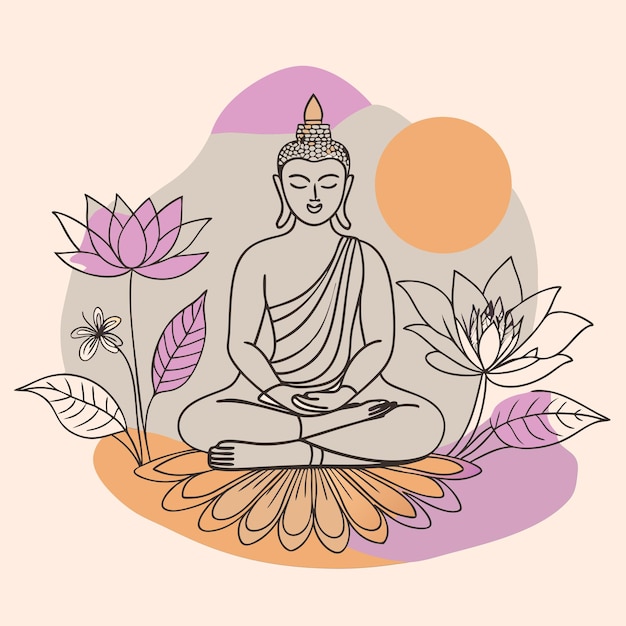 Vector a drawing of a buddha sitting in lotus position