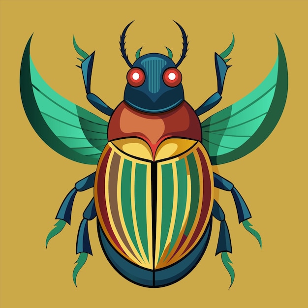 Vector a drawing of a bug with a green and yellow pattern