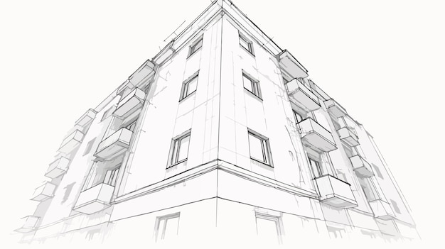 a drawing of a building with a pencil on it