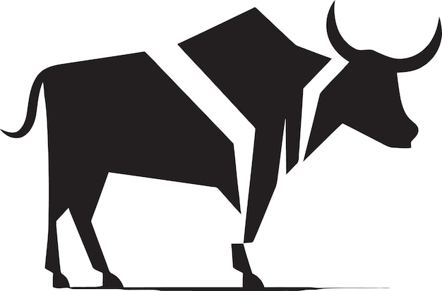 a drawing of a bull with a white stripe on it