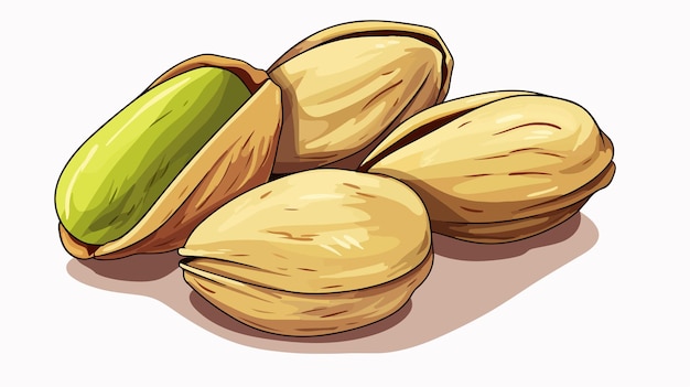 a drawing of a bunch of nuts with a drawing of a kiwi on a white background vector art illustration