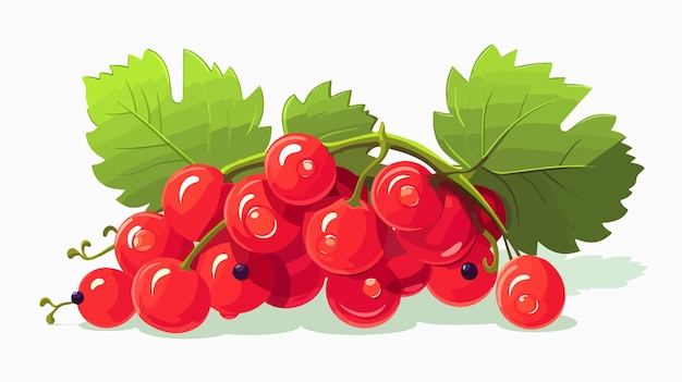 Vector a drawing of a bunch of red berries with green leaves