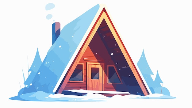 Vector a drawing of a cabin with a snow covered roof