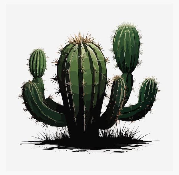 a drawing of a cactus with a black background with a drawing of a cactus