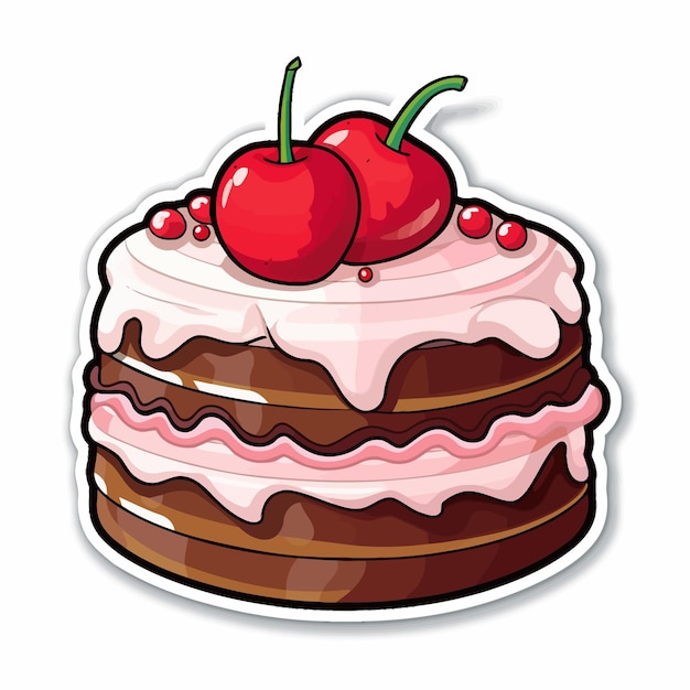 Vector a drawing of a cake with cherry on it