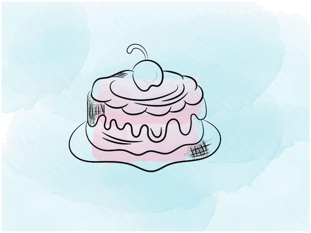 a drawing of a cake with a mustache on it