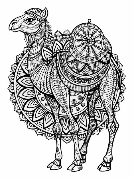 Vector a drawing of a camel with the number 1 on it