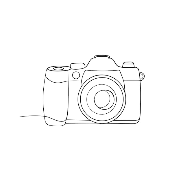 Vector a drawing of a camera with a picture of a lense