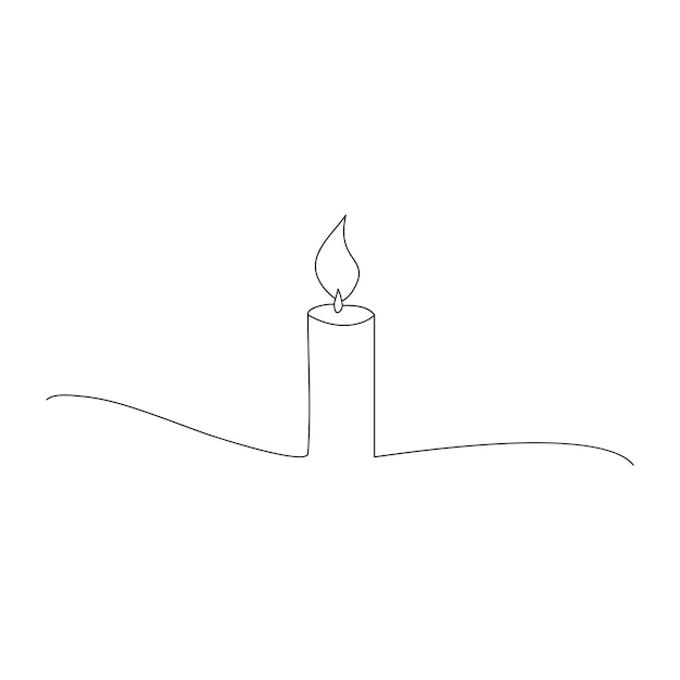 a drawing of a candle with a string of string behind it