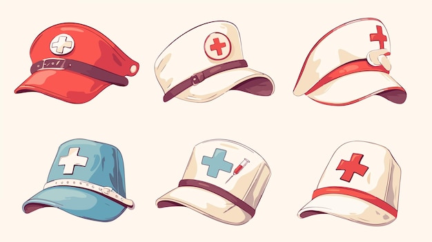 a drawing of a cap and a cap with the red cross on it