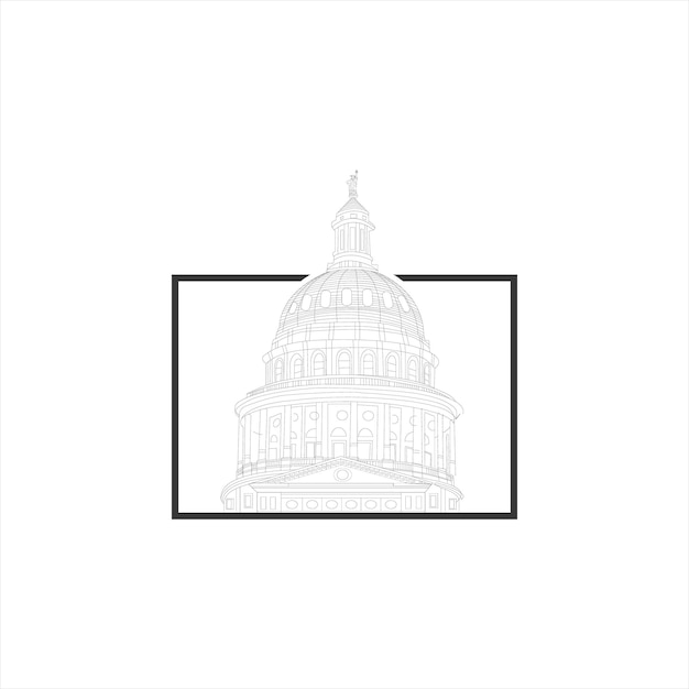 Vector a drawing of a capitol building in black and white